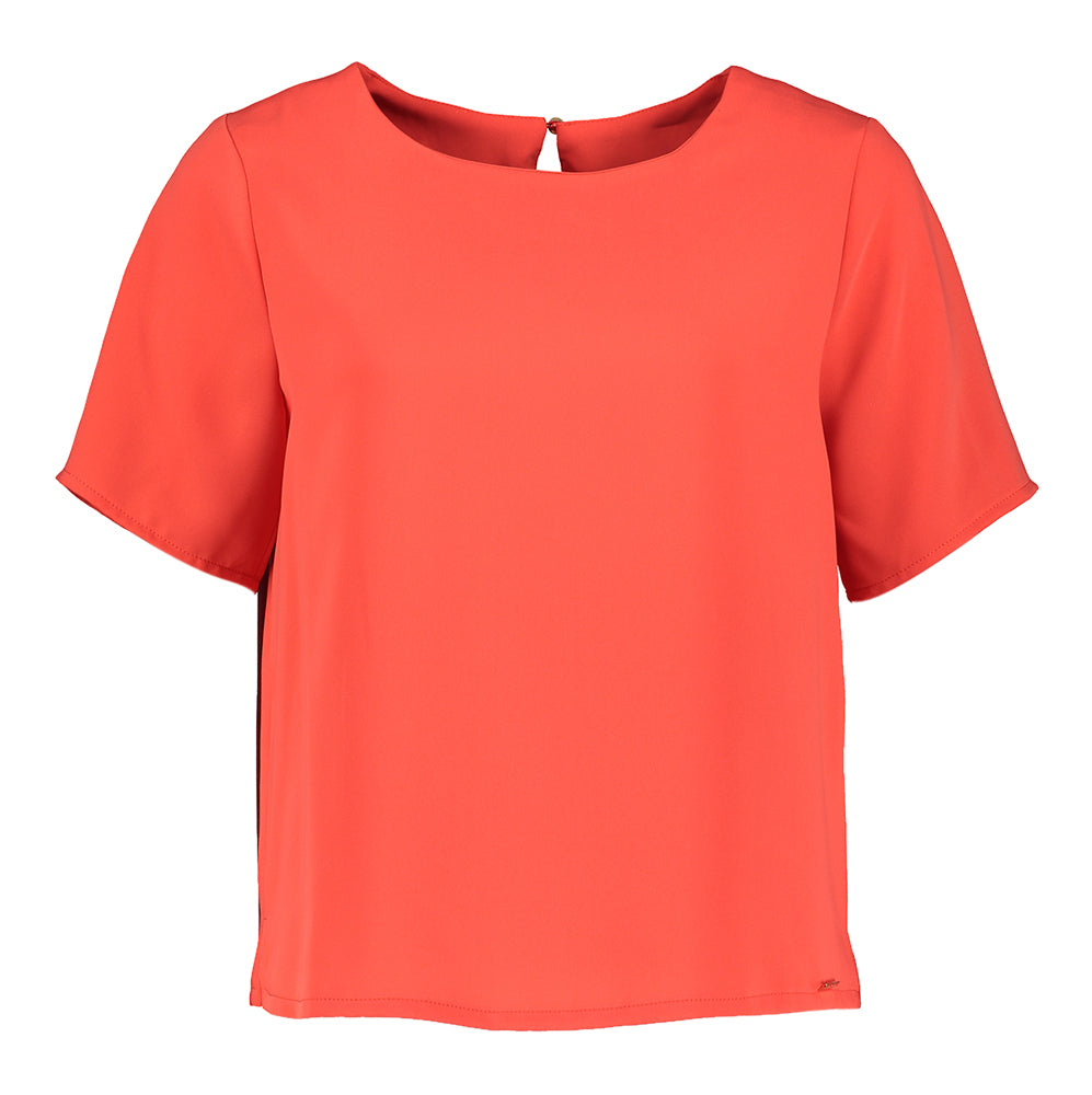 Chemisier couleur corail à encolure bateau et manches courtes Rosaline Blue Bay