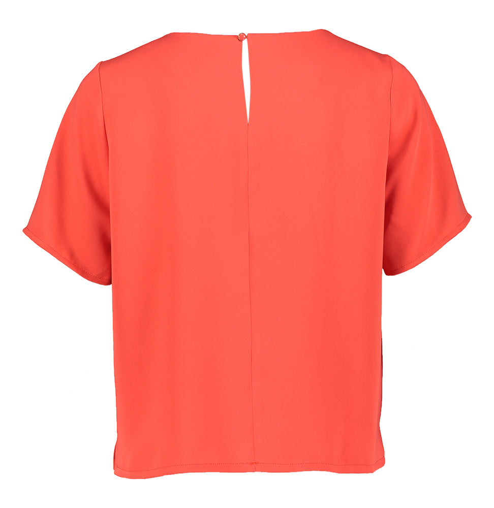 Chemisier couleur corail à encolure bateau et manches courtes Rosaline Blue Bay