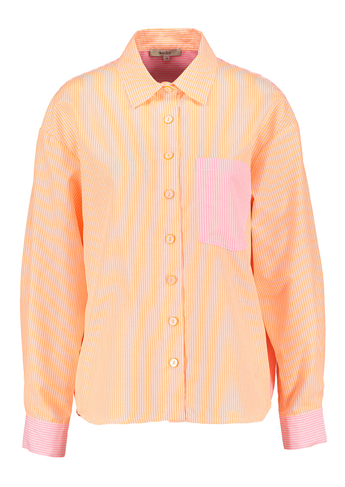 Oranje roze gestreepte bloes Romina Blue Bay