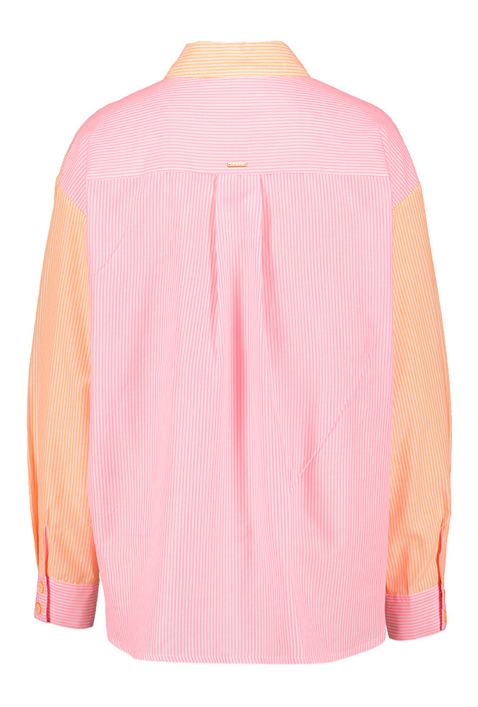 Oranje roze gestreepte bloes Romina Blue Bay