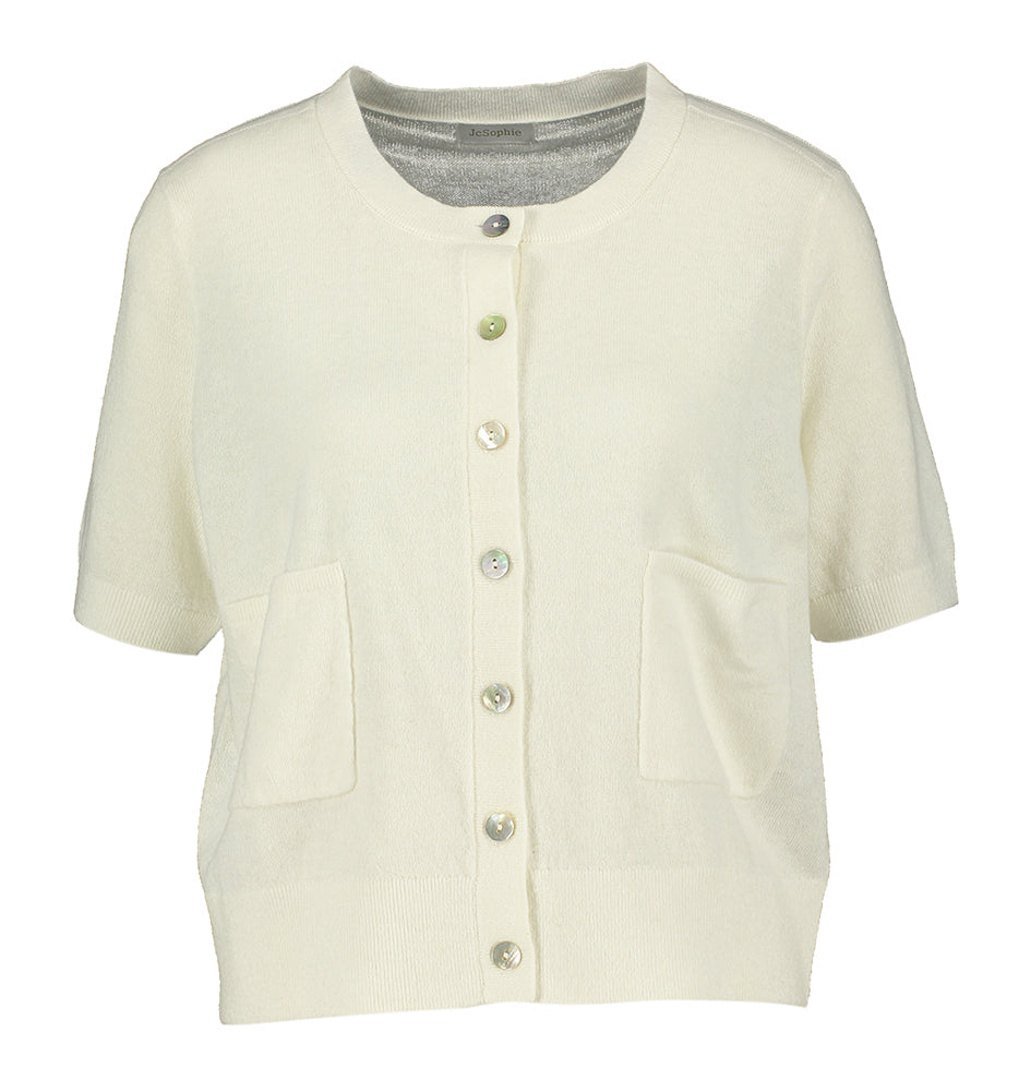 Gilet écru à boutons et manches courtes Jc Sophie