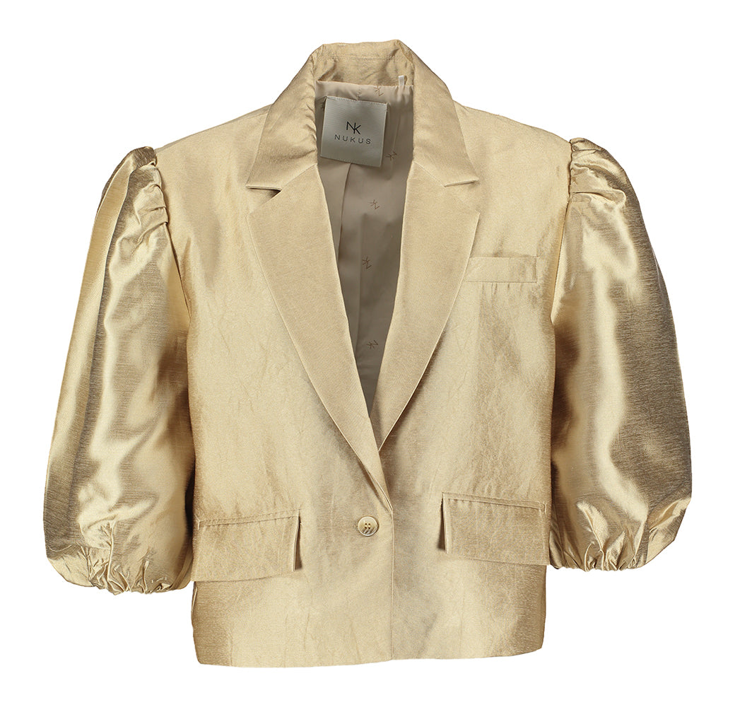 Gilet court doré à manches bouffantes de Naomie Nukus