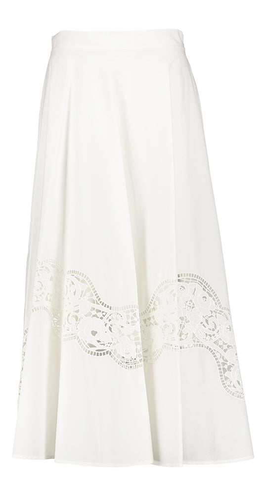 Ensemble jupe en coton écru avec détails brodés