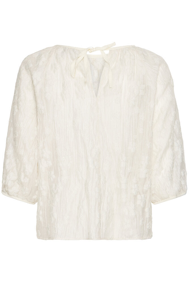 Chemisier transparent couleur crème à imprimé floral Yarisel Ichi