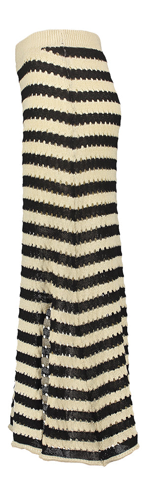 Jupe crochetée beige noir avec élastique et fente au dos Birdis Ichi
