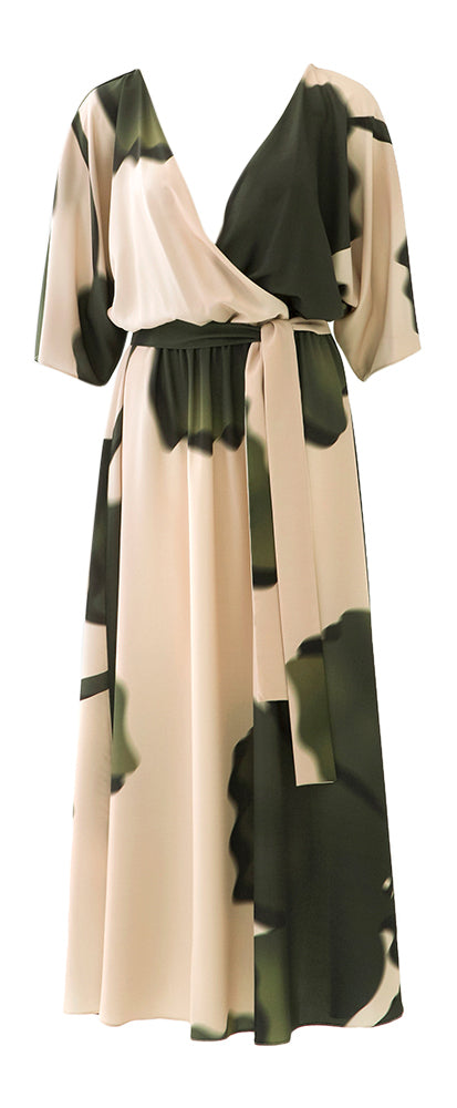 Robe longue olive/beige Access