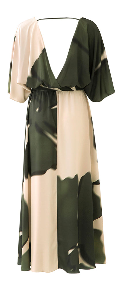 Robe longue olive/beige Access