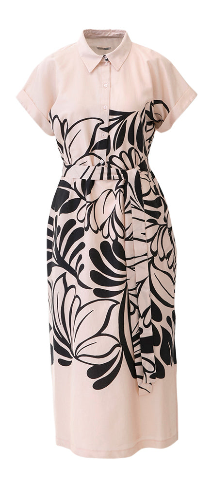 Robe longue rose pâle à imprimé noir Adrian Atmos