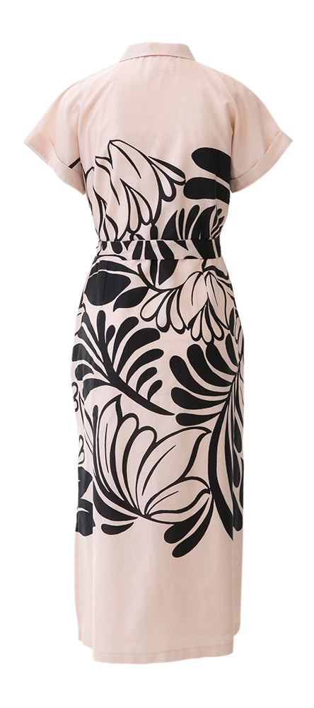 Robe longue rose pâle à imprimé noir Adrian Atmos