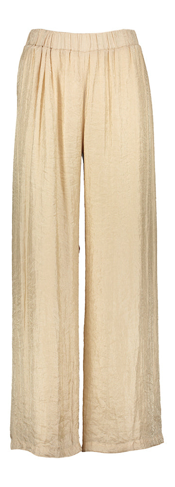 Pantalon beige brillant en tissu froissé Aroski Atmos