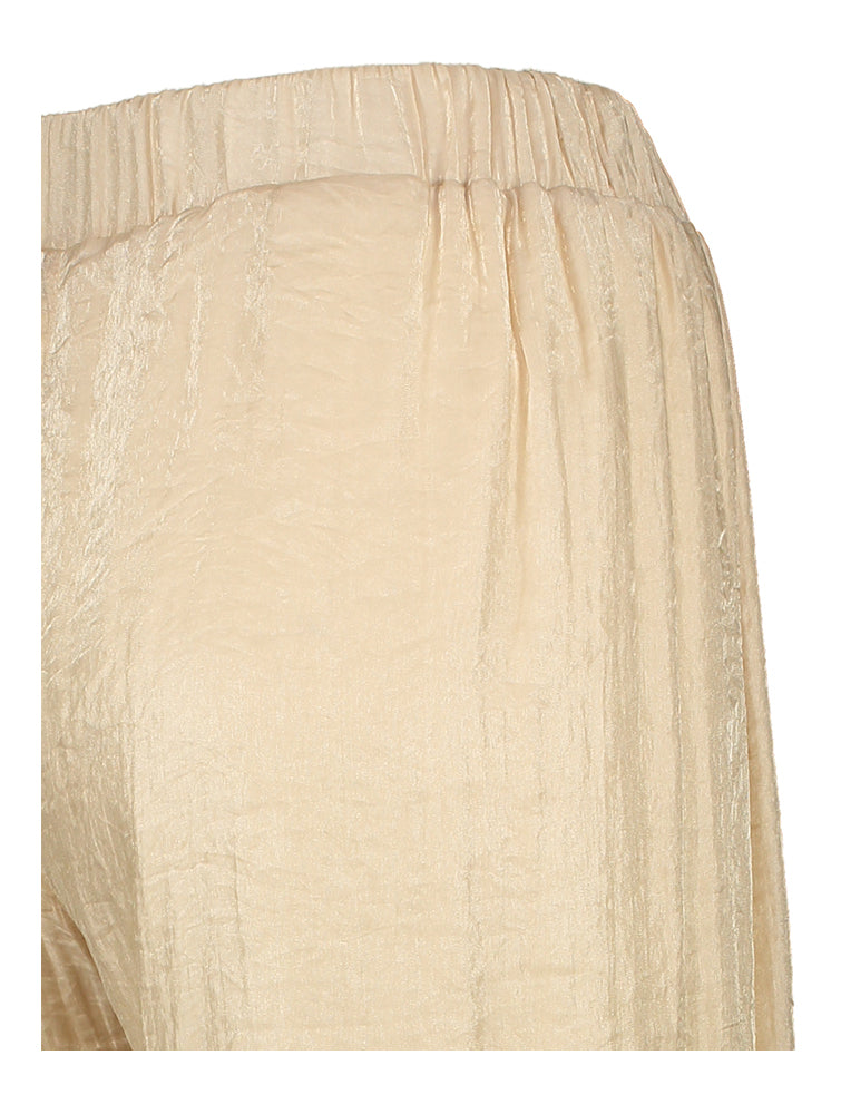 Pantalon beige brillant en tissu froissé Aroski Atmos