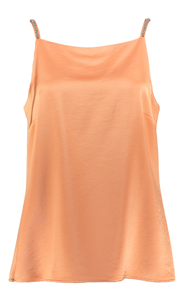 Manches orange ornées de strass sur les bretelles Esenza Senso