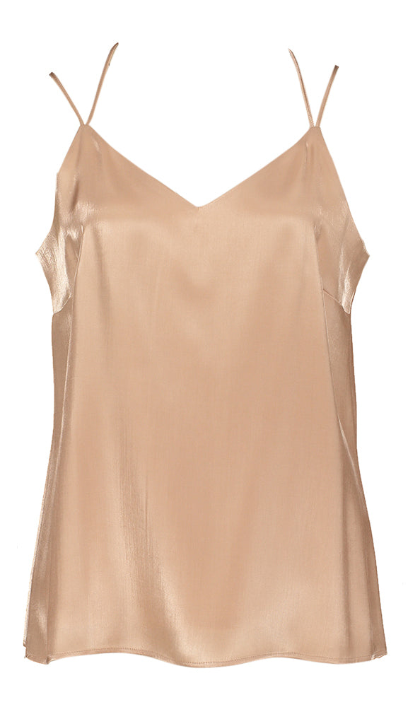 Roze glanzende top met gekruiste bandjes Cuma Senso