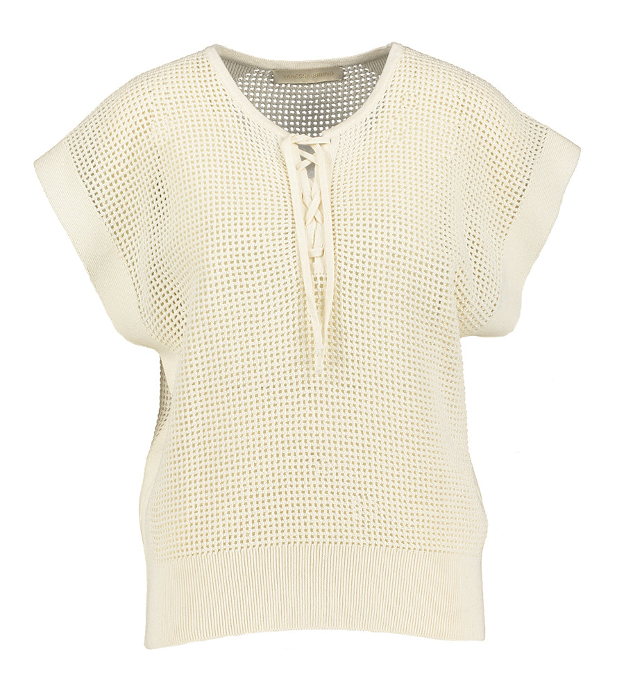 Beige gehaakte pull met korte mouwen Elson Vanessa Bruno