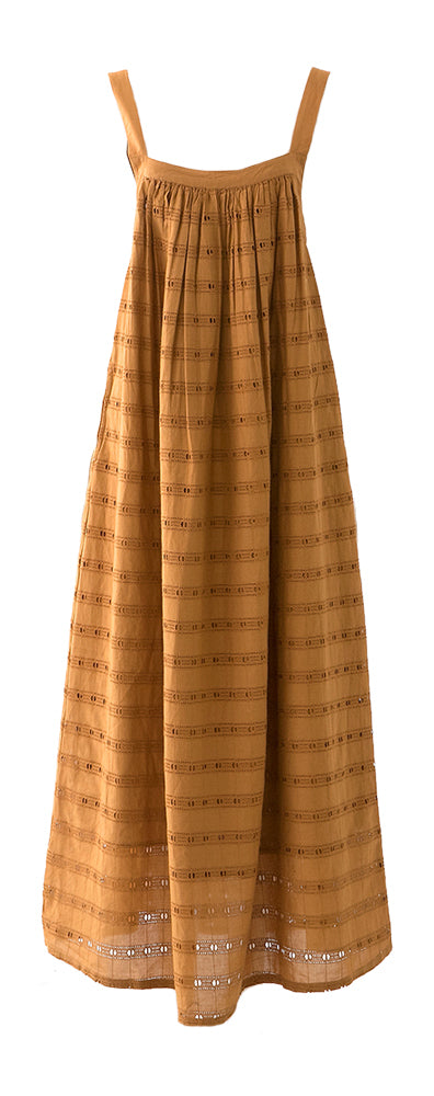 Robe longue oversize en coton couleur caramel Valengo Bellepiece