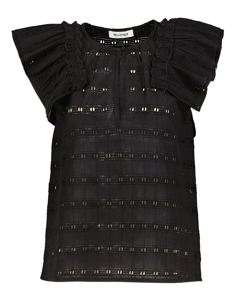 Haut en coton noir avec pièce de monnaie Freule Lagos