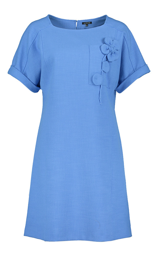 Robe courte en coton bleu marine à motifs floraux Caroline Biss