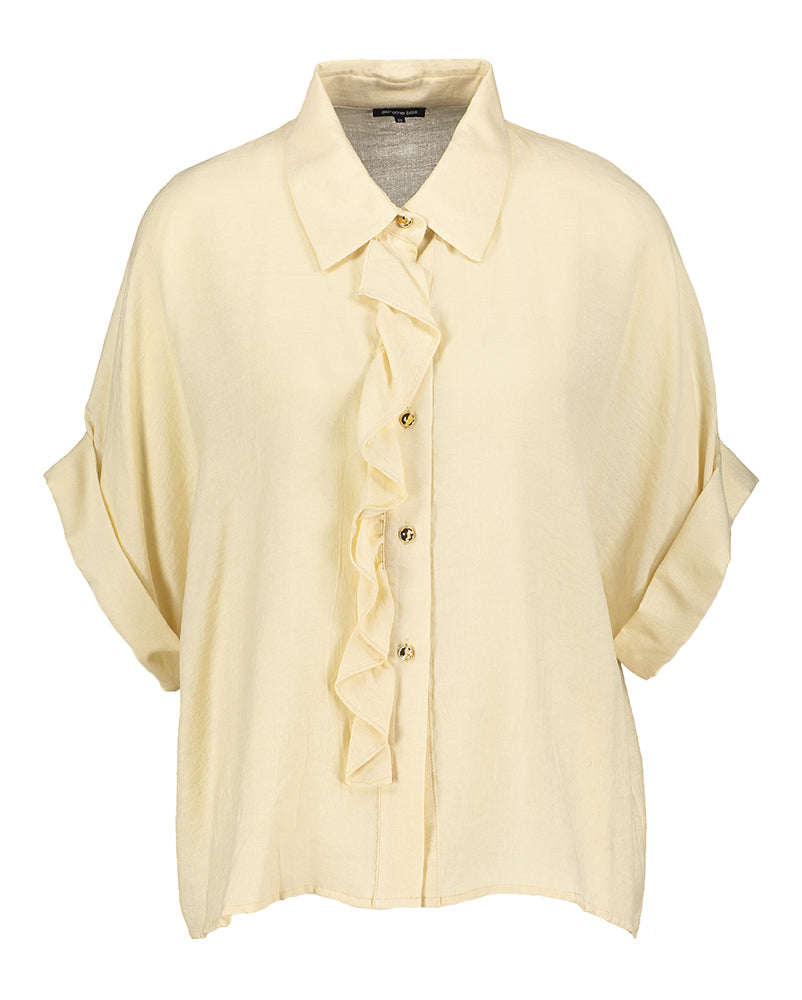 Chemisier beige clair à volants Caroline Biss