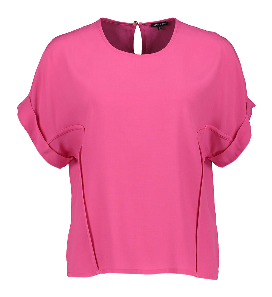 Chemisier fuchsia à col rond et manches courtes Caroline Biss