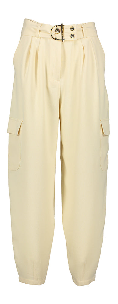 Pantalon cargo beige à boutons dorés Caroline Biss
