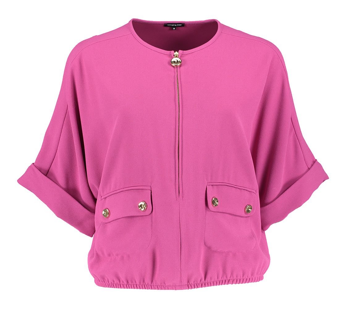 Chemisier rose à fermeture éclair et boutons dorés Caroline Biss
