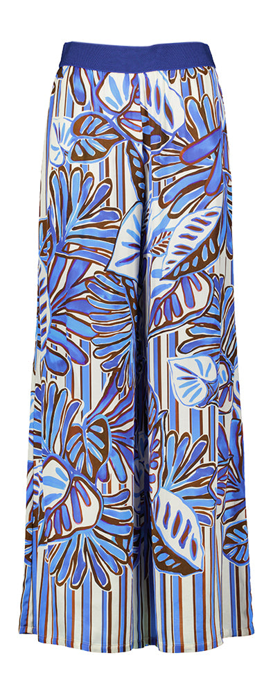 Pantalon ample bleu et marron à imprimé Caroline Biss
