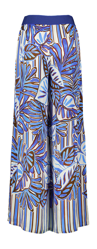 Pantalon ample bleu et marron à imprimé Caroline Biss
