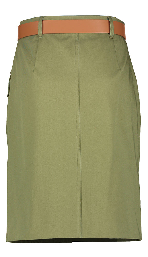 Jupe kaki à boutons dorés signée Caroline Biss