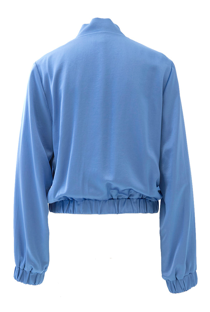 Kobaltblauw glanzend vestje met rits Caroline Biss