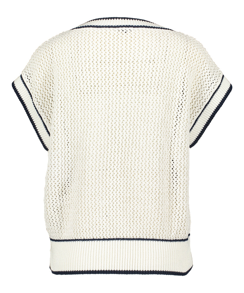 Débardeur en coton blanc imprimé bleu Caroline Biss