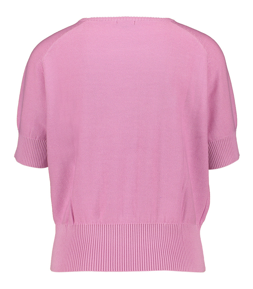 Pull rose à col rond et manches courtes de Caroline Biss