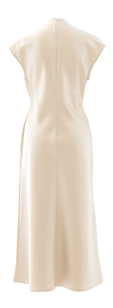 Robe de soirée midi beige brillante, imprégnée de luxe
