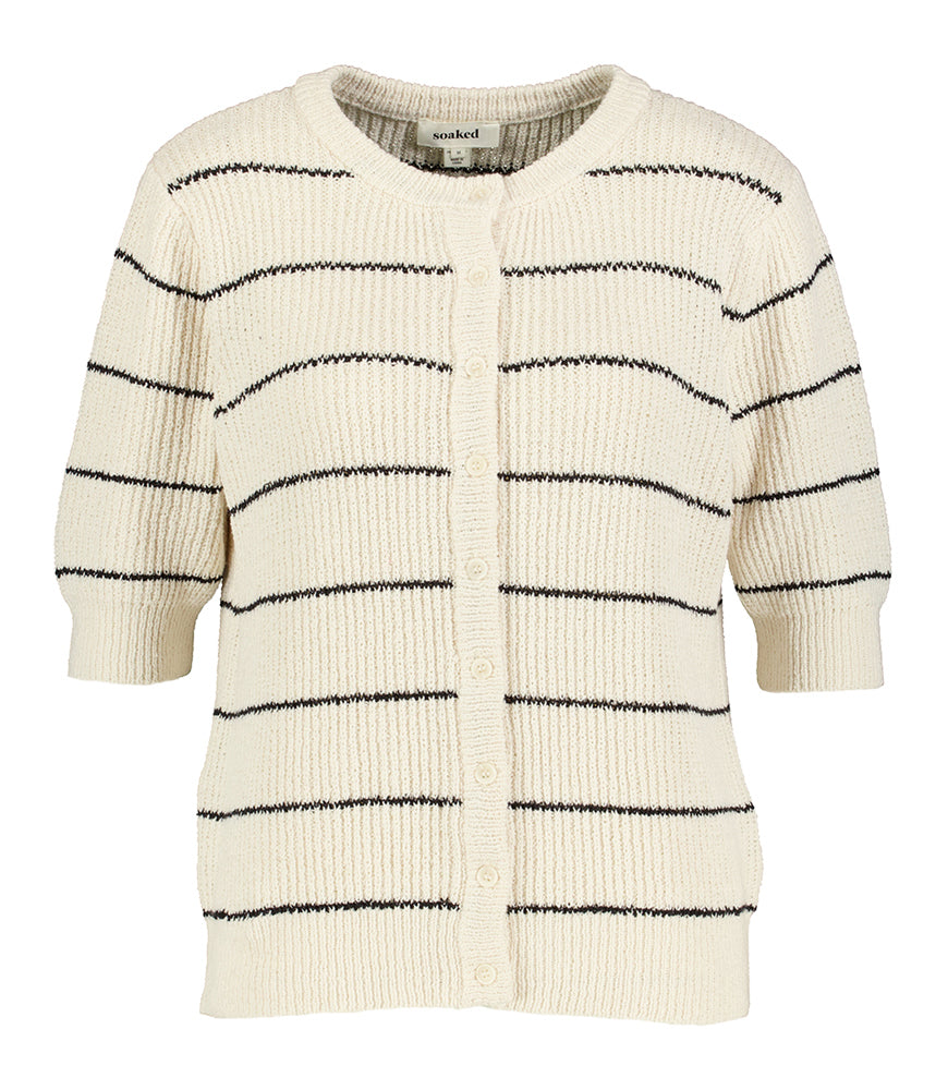 Gilet écru en crochet à rayures noires Soaked In Luxury