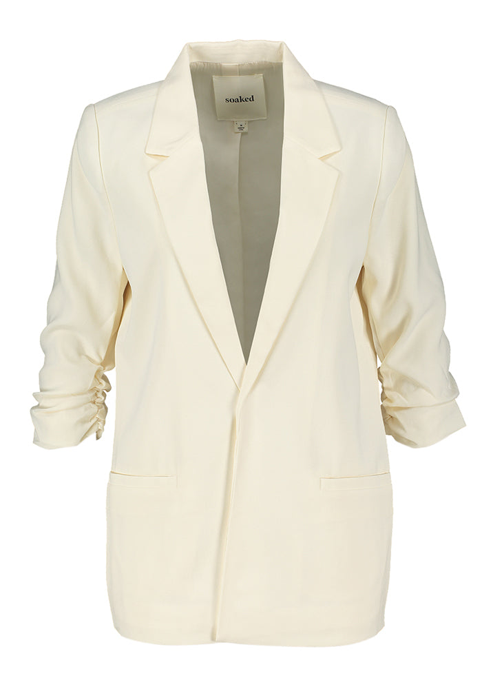 Ecru openvallende blazer met korte mouwen Soaked In Luxury