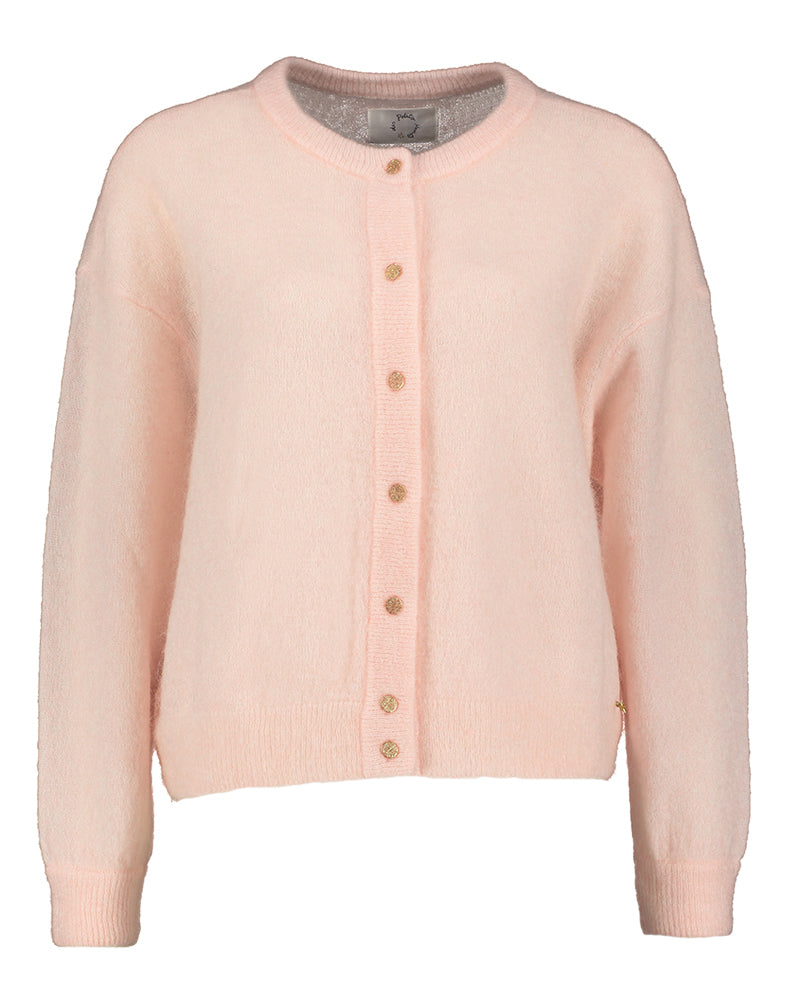 Gilet en laine rose clair à boutons Doby Des Petits Hauts