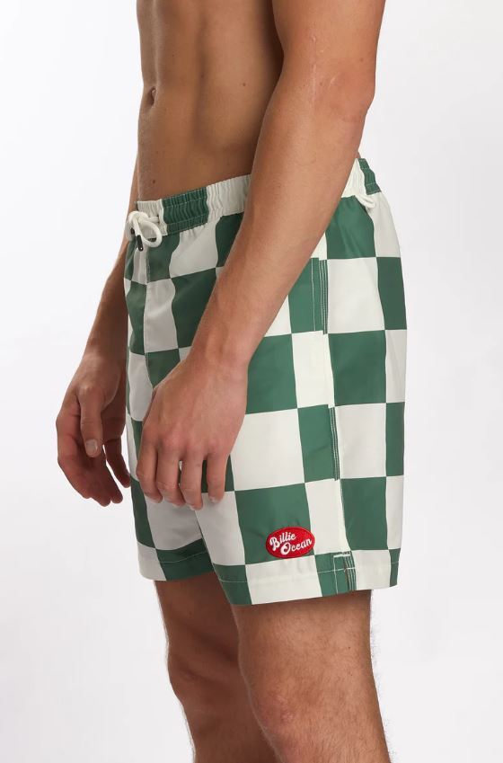 Short de bain vert Oxford/blanc cassé Billie Ocean