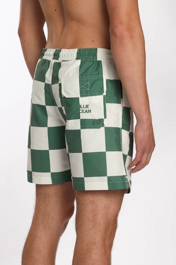 Short de bain vert Oxford/blanc cassé Billie Ocean