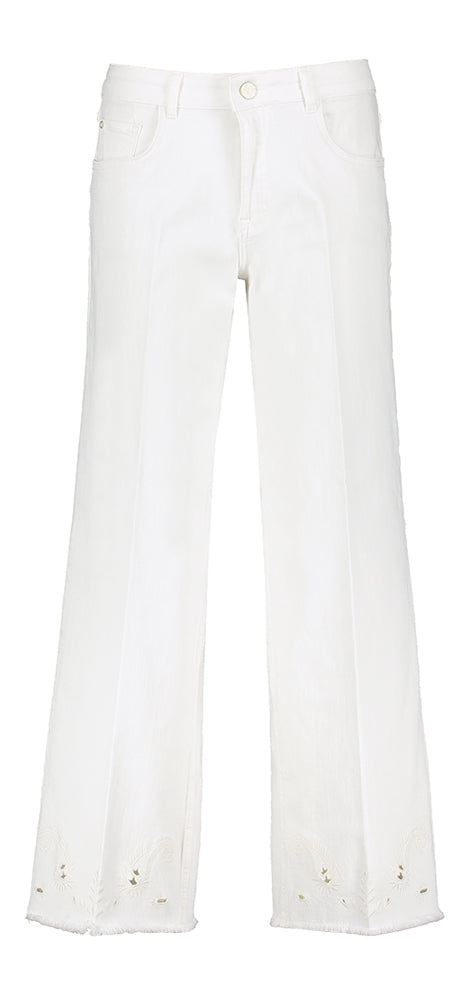 Jean blanc avec détail en bas Mira Ajour Para Mi