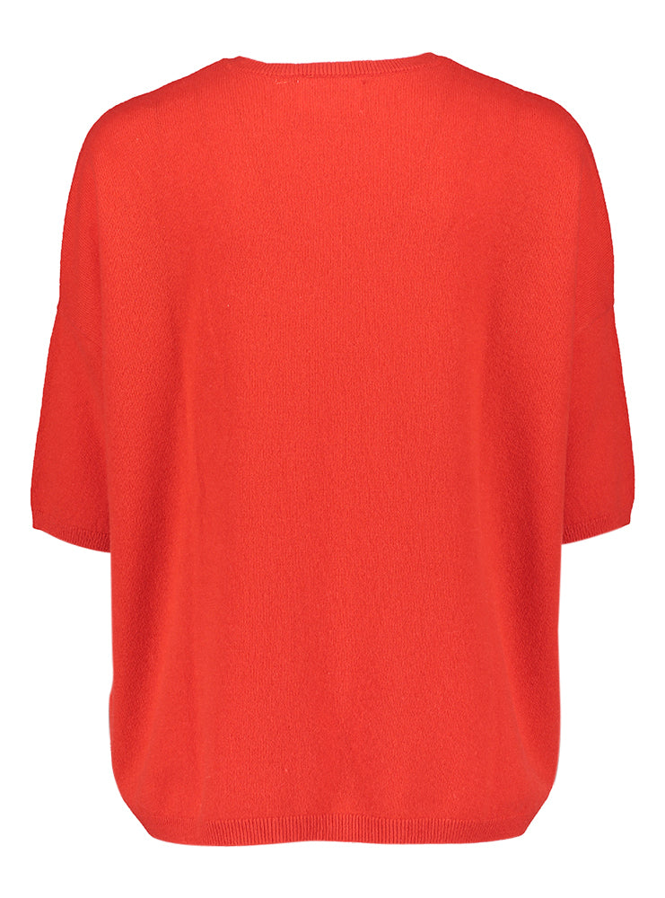 Pull rouge col V en cachemire Martinettie Les Tricots de Léa