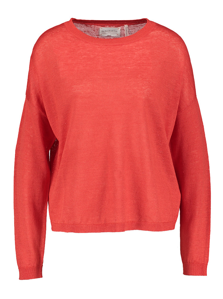 Rouge pull met ronde hals Martine Les Tricots De Lea