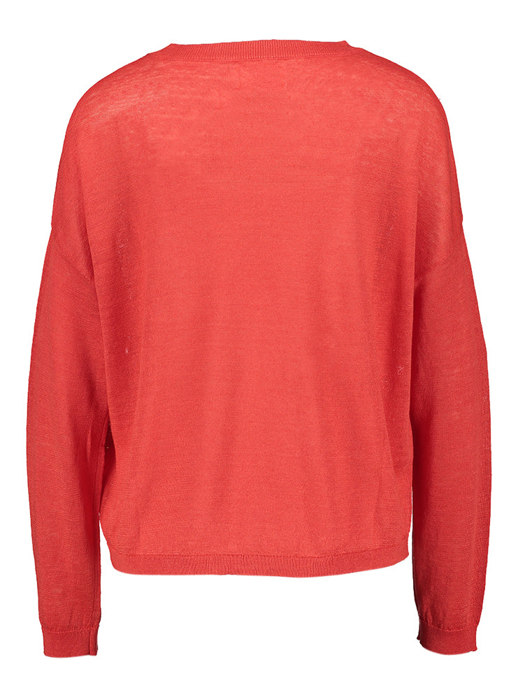 Rouge pull met ronde hals Martine Les Tricots De Lea