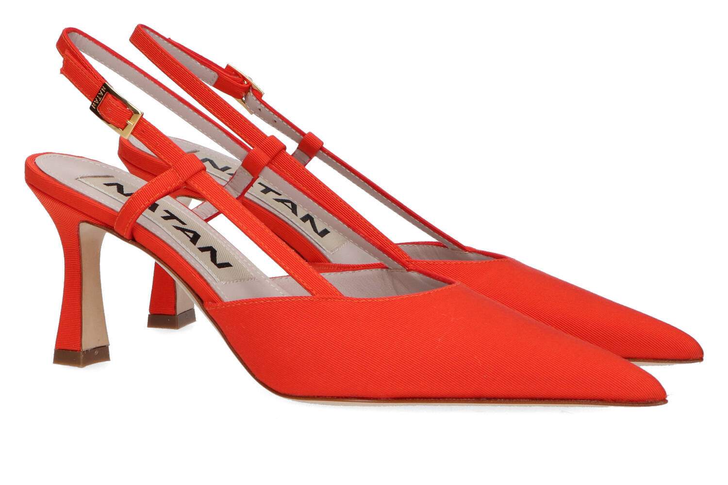Escarpins rouges à bride arrière en tissu Natan