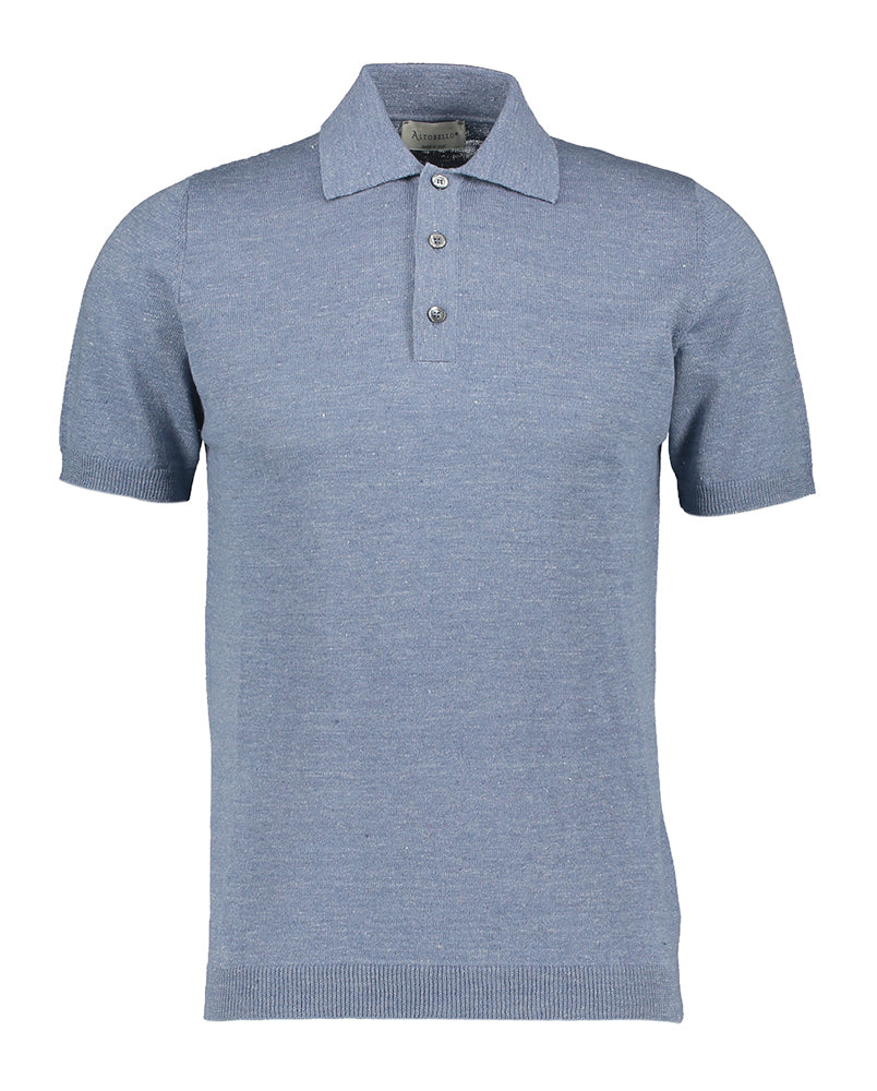 Polo bleu à manches courtes Altobello