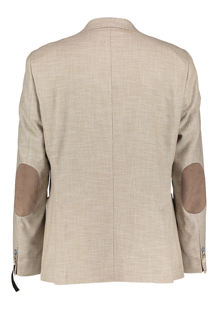 Zandkleurige blazer modern fit in motief Sakko Digel