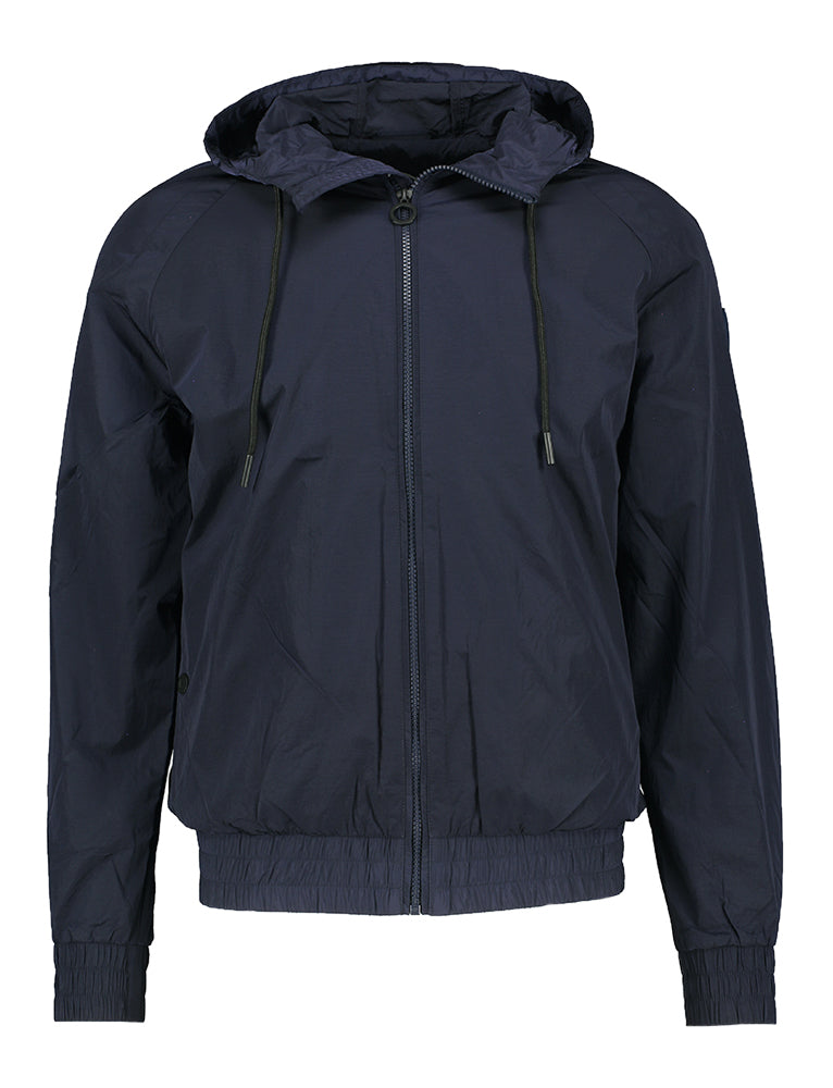 Donkerblauwe jas met kap Storm Jott