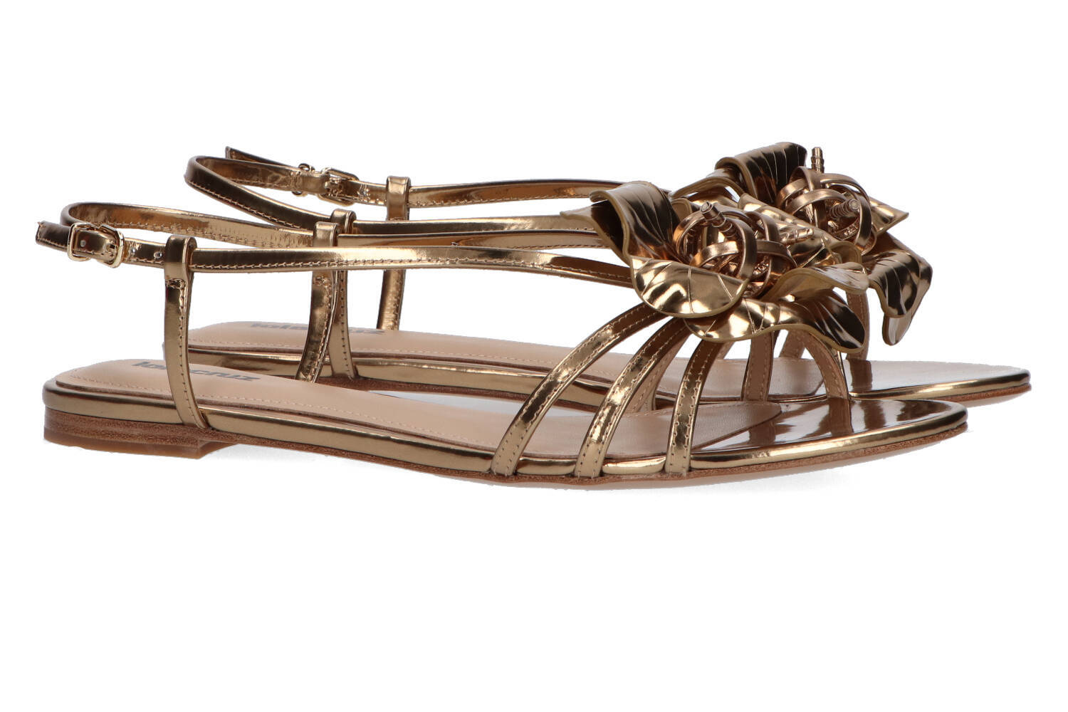 Goudkleurige sandalen met bloem Lola Cruz