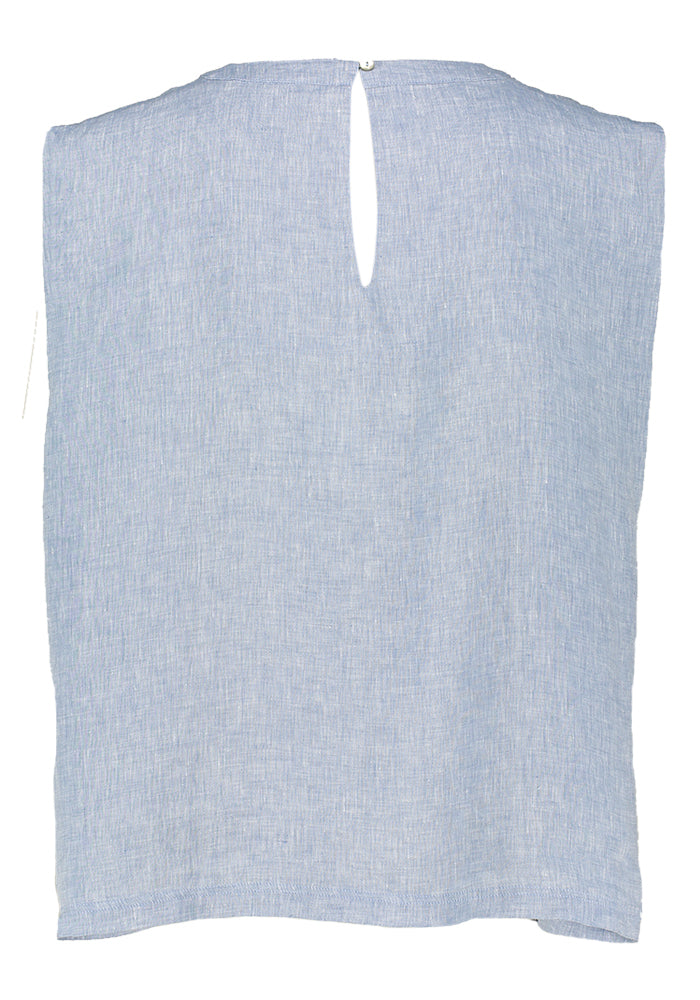 Chemisier bleu clair sans manches en lin Sofie Momoni