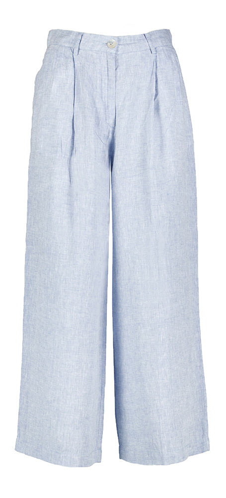 Pantalon ample en lin bleu clair à plis Tapir Momoni
