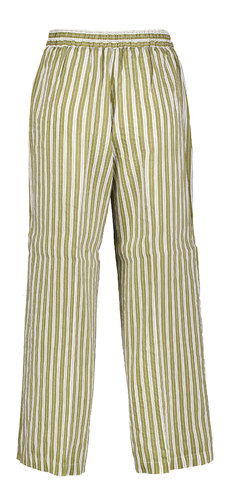 Pantalon rayé vert olive avec élastique Juan Momoni