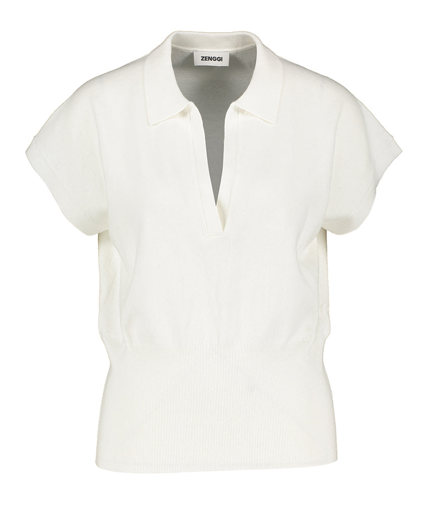 Polo beige à col en V Zenggi